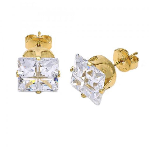 Arete Dormilona 5.128.033 Oro Laminado, con Zirconia Cubica Blanca, Pulido, Dorado