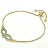 Pulsera Bolo Ajustable 03.316.0034.10 Oro Laminado, con Micro Pave Turquoise, Pulido, Dorado