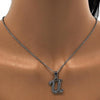 Collares con Dije 04.238.0027.18 Acero Inoxidable, Diseño de Iniciales y Rolo, Diseño de Iniciales, con Cristal Blanca, Pulido, Acero