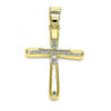 Dije Religioso 05.102.0013 Oro Laminado, Diseño de Cruz, con Zirconia Cubica Blanca, Pulido, Dorado