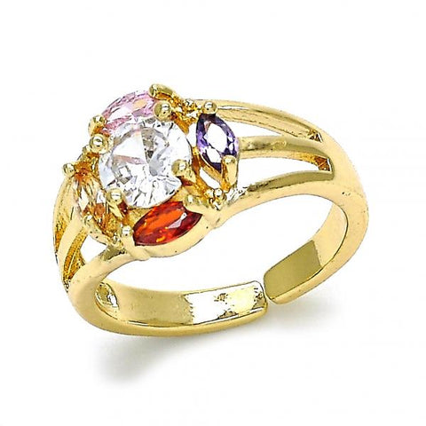Anillo Multi Piedra 01.210.0086 Oro Laminado, con Zirconia Cubica Multicolor, Pulido, Dorado