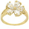 Anillo Multi Piedra 5.172.026.06 Oro Laminado, Diseño de Flor, con Zirconia Cubica Blanca, Dorado