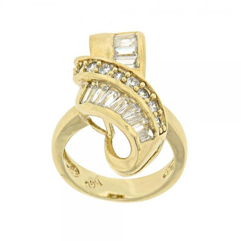 Anillo Multi Piedra 5.054.012.08 Oro Laminado, con Zirconia Cubica Blanca, Pulido, Dorado