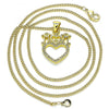 Collares con Dije 04.313.0036.20 Oro Laminado, Diseño de Corazon y Mama, Diseño de Corazon, con Micro Pave Blanca, Pulido, Dorado