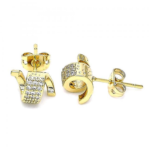 Arete Dormilona 02.342.0146 Oro Laminado, con Micro Pave Blanca, Pulido, Dorado
