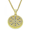 Collares con Dije 04.341.0064.2.20 Oro Laminado, Diseño de Ojo Griego, con Micro Pave Zafiro Azul y Blanca, Pulido, Dorado
