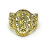 Anillo Elegante 01.380.0024.09 Oro Laminado, Diseño de Guadalupe y Flor, Diseño de Guadalupe, Pulido, Dorado