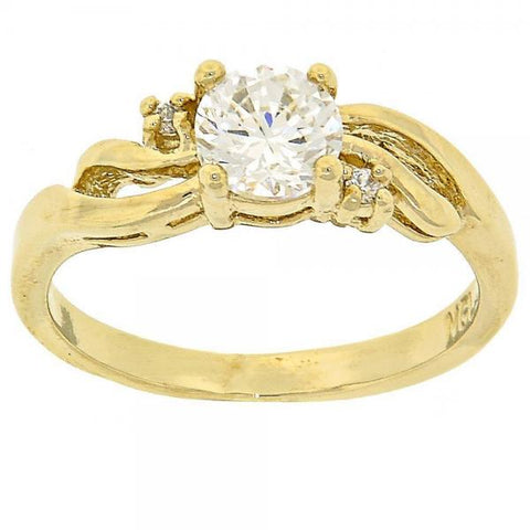 Anillo Multi Piedra 5.166.020.06 Oro Laminado, Diseño de Oja, con Zirconia Cubica Blanca, Pulido, Dorado