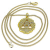 Collares con Dije 04.313.0048.1.20 Oro Laminado, Diseño de Mano de Dios, con Micro Pave Blanca, Pulido, Dorado