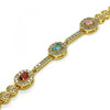 Pulsera Elegante 03.283.0240.07 Oro Laminado, con Zirconia Cubica Multicolor y Micro PaveBlanca, Pulido, Dorado