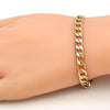 Pulsera Básica 5.222.003.08 Oro Laminado, Diseño de Cubana, Pulido, Dorado