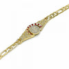 Pulsera Elegante 03.351.0048.1.07 Oro Laminado, Diseño de San Benito, con Cristal Granate, Diamantado, Dorado