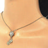 Collares con Dije 04.347.0001.20 Oro Laminado, Diseño de Flor, con Zirconia Cubica Blanca, Pulido, Dorado
