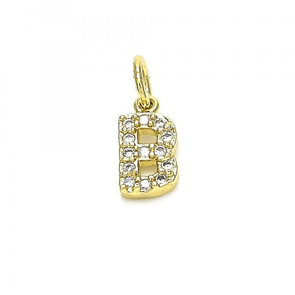 Dije Elegante 05.341.0022 Oro Laminado, Diseño de Iniciales, con Zirconia Cubica Blanca, Pulido, Dorado