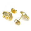 Arete Dormilona 02.377.0016 Oro Laminado, Diseño de Elefante, con Micro Pave Blanca, Pulido, Dorado