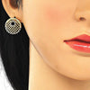 Juego de Arete y Dije de Adulto 10.233.0037.1 Oro Laminado, con Zirconia Cubica Negro y Blanca, Pulido, Dorado