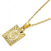 Collares con Dije 04.242.0090.24 Oro Laminado, Diseño de Dinero, Pulido, Dorado