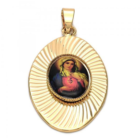 Dije Religioso 5.197.013 Oro Laminado, Diseño de Sagrado Corazon de Maria, Diamantado, Dorado
