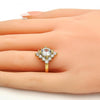 Anillo Multi Piedra 01.205.0002.3.08 Oro Laminado, con Zirconia Cubica Blanca y Blanca, Pulido, Dorado