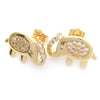 Arete Dormilona 02.377.0016.1 Oro Laminado, Diseño de Elefante, con Micro Pave Blanca, Pulido, Dorado
