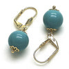 Arete Colgante 02.63.2755.2 Oro Laminado, Diseño de Bola, con Perla Light Turquoise, Pulido, Dorado