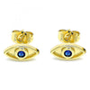 Arete Dormilona 02.156.0556 Oro Laminado, Diseño de Ojo Griego, con Micro Pave Zafiro Azul, Pulido, Dorado