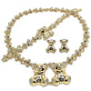 Collar, Pulso y Arete 06.372.0013 Oro Laminado, Diseño de Osito y Besos y Abrazos, Diseño de Osito, con Cristal Blanca, Pulido, Dorado
