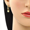 Argolla Huggie 02.368.0016.10 Oro Laminado, Diseño de Candado y Sol, Diseño de Candado, con Micro Pave Blanca, Pulido, Dorado