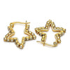 Argolla Pequeña 02.213.0071.20 Oro Laminado, Diseño de Estrella, con Cristal Blanca, Pulido, Dorado