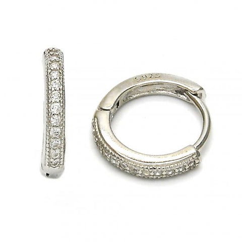 Argolla Huggie 02.175.0065.15 Plata Rodinada, con Micro Pave Blanca, Pulido, Rodinado