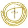Collares con Dije 04.284.0015.20 Oro Laminado, Diseño de Cruz, con Zirconia Cubica Blanca, Pulido, Dorado