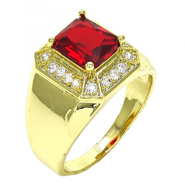 Anillo de Hombre 01.266.0016.12 Oro Laminado, con Zirconia Cubica Granate y Blanca, Pulido, Dorado