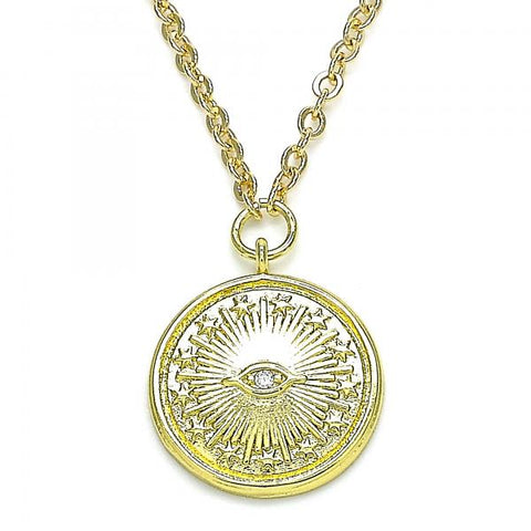 Collares con Dije 04.313.0053.18 Oro Laminado, Diseño de Ojo Griego y Estrella, Diseño de Ojo Griego, con Micro Pave Blanca, Pulido, Dorado