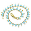 Tobillera de Dije 03.169.0007.10 Oro Laminado, Diseño de Estrella, con Cristal Turquoise, Pulido, Dorado
