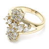 Anillo Multi Piedra 01.210.0096.07 Oro Laminado, Diseño de Flor, con Zirconia Cubica Blanca, Pulido, Dorado