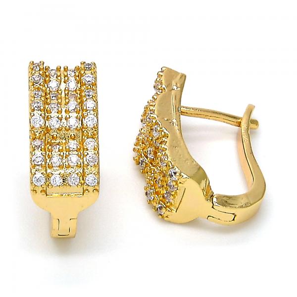 Argolla Huggie 02.217.0035.15 Oro Laminado, con Micro Pave Blanca, Pulido, Dorado