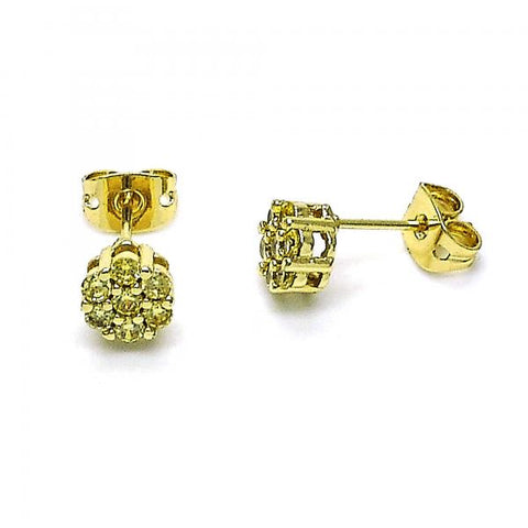 Arete Dormilona 02.213.0358.6 Oro Laminado, con Zirconia Cubica Amarillo Claro, Pulido, Dorado