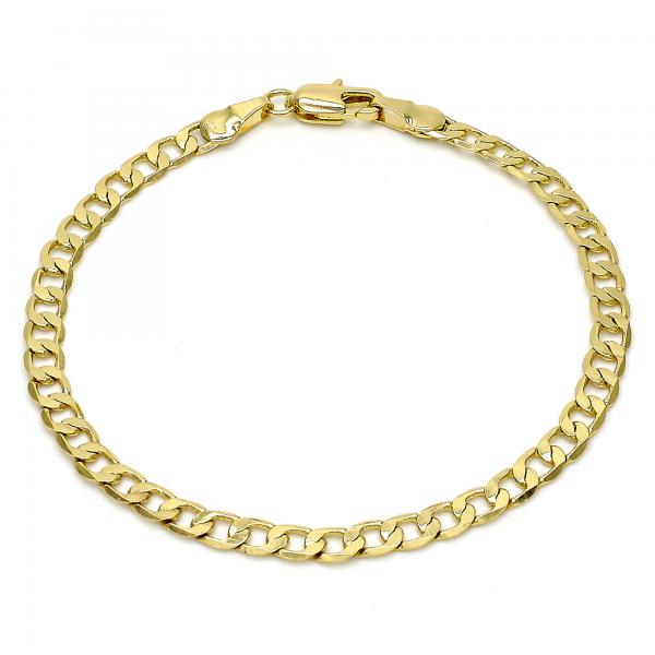 Pulsera Básica 5.222.006.07 Oro Laminado, Diseño de Cubana, Pulido, Dorado