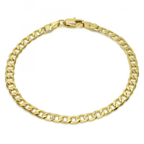 Pulsera Básica 5.222.006.07 Oro Laminado, Diseño de Cubana, Pulido, Dorado