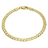 Pulsera Básica 5.222.006.07 Oro Laminado, Diseño de Cubana, Pulido, Dorado