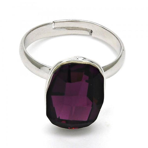 Anillo Multi Piedra 01.239.0011.2 Rodio Laminado, con Cristales de Swarovski Amethyst, Pulido, Rodinado