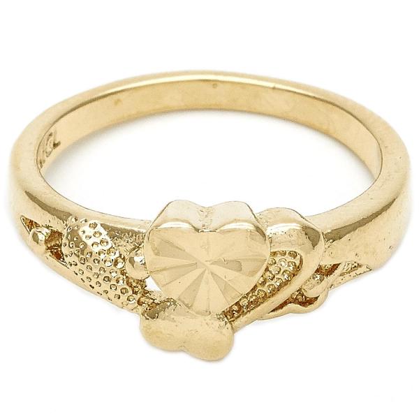 Anillo Elegante 01.63.0554.08 Oro Laminado, Diseño de Corazon, Diamantado, Dorado