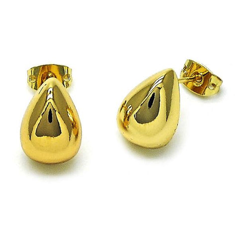 Arete Dormilona 02.342.0334 Oro Laminado, Diseño de Gota, Pulido, Dorado