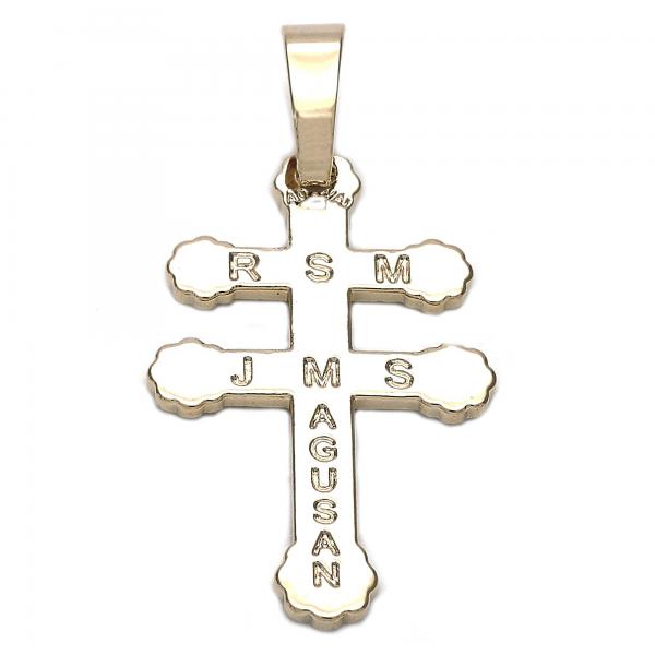 Dije Religioso 05.163.0041 Oro Laminado, Diseño de Cruz, Dorado