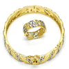 Juego de Aro 13.99.0001.05.08 Oro Laminado, Diseño de Infinito, Diamantado, Dos Tonos