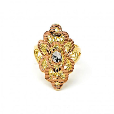 Anillo Elegante 5.173.002.09 Oro Laminado, Diseño de Filigrana, Diamantado, Tricolor