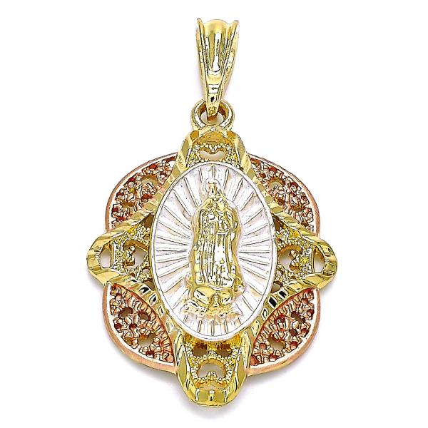 Dije Religioso 05.380.0046 Oro Laminado, Diseño de Guadalupe, Pulido, Tricolor