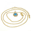 Collares con Dije 04.63.1319.2 .18 Oro Laminado, con Opal Topacio Azul y Micro PaveBlanca, Pulido, Dorado