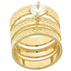 Anillo de Boda 5.164.002.06 Oro Laminado, Diseño de Triple, con Zirconia Cubica Blanca, Diamantado, Dorado