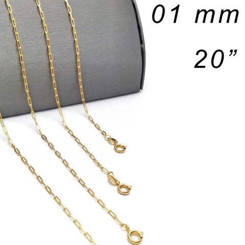 Gargantilla Básica 04.09.0189.20 Oro Laminado, Diseño de Paperclip, Pulido, Dorado